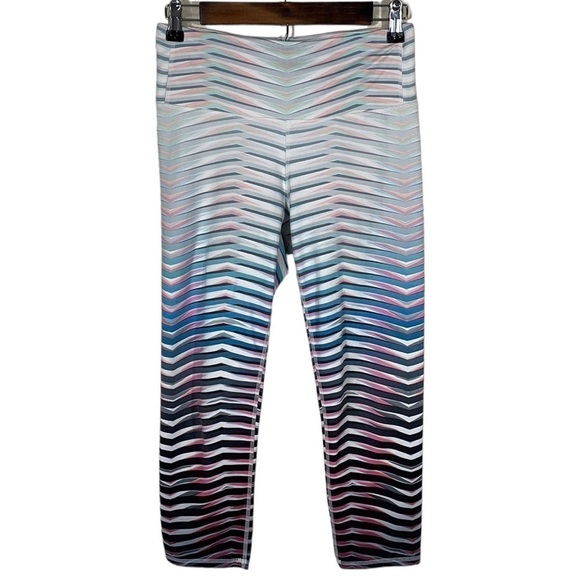 Athleta Leggings Pants Capri Purple High Rise Stripes Athleisure Active Sz Small - Picture 3 of 10